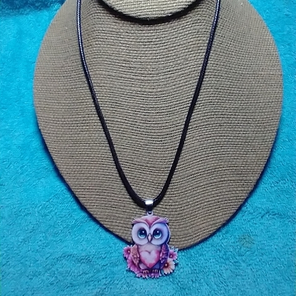 Cute owl necklace floral flowers - Picture 4 of 5